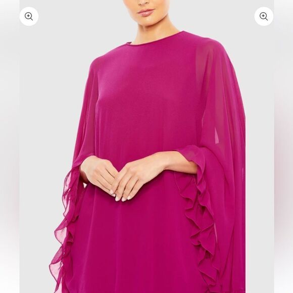Mac Duggal High Neck Ruffle Hem Cape Mini Dress #55407 fuschia party wedding 10 - Picture 2 of 14